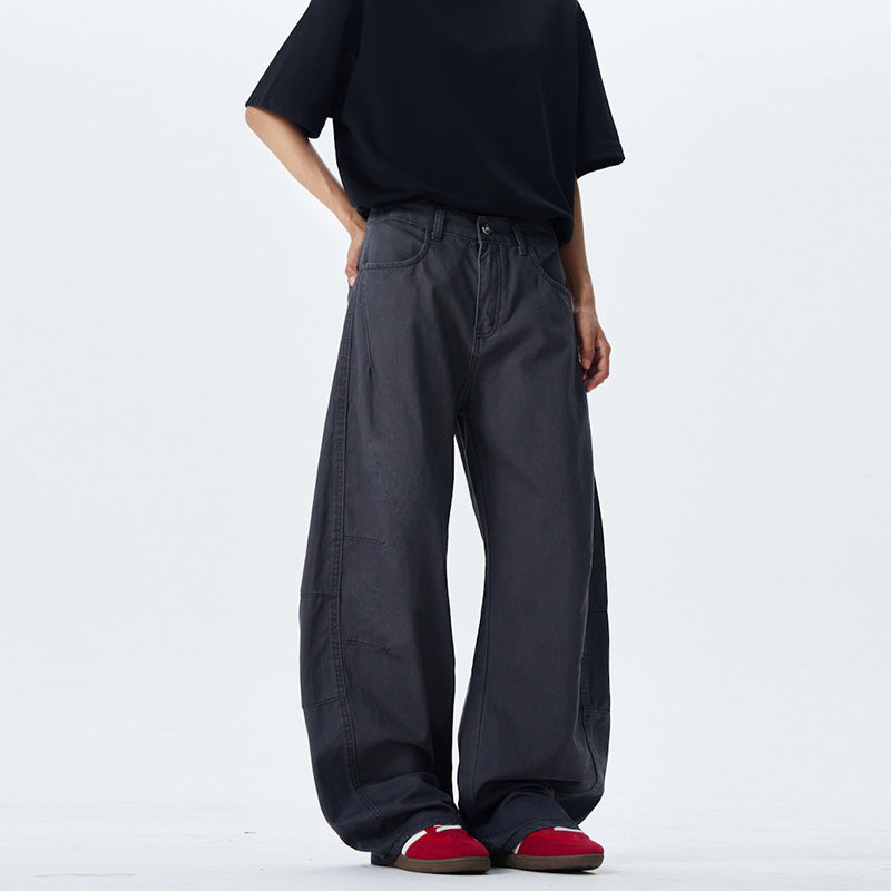 Mens Loose-Fit American-Style Retro Pleated Culottes