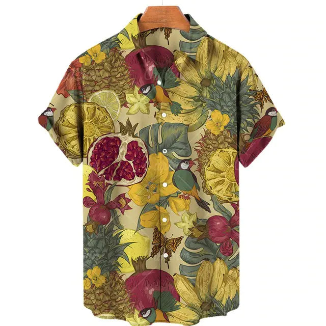 Men's Casual 3D Digital Print Short Sleeve Shirt