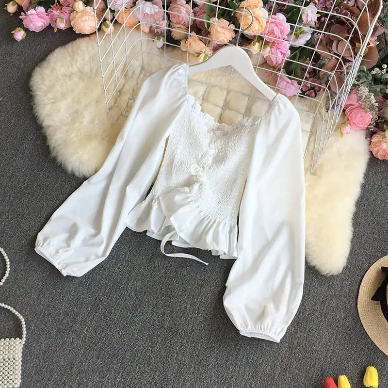 Elegant Retro Chiffon Bubble Blouse for Women