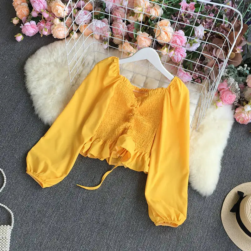 Elegant Retro Chiffon Bubble Blouse for Women