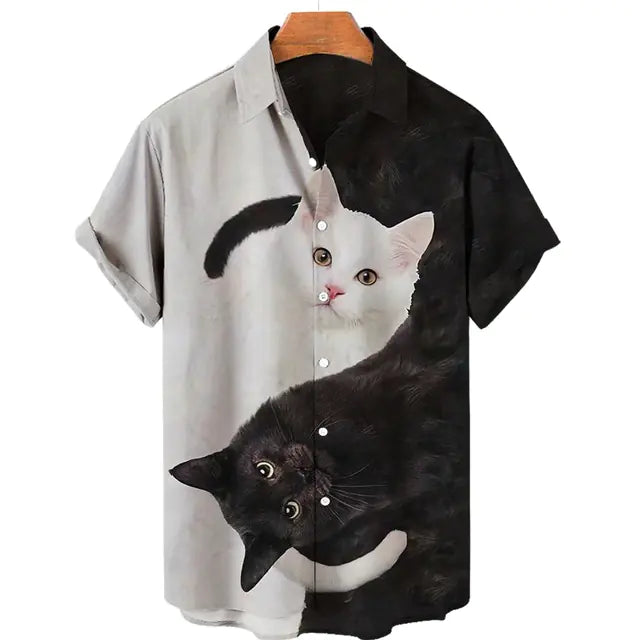 Men's Casual 3D Digital Print Short Sleeve Shirt