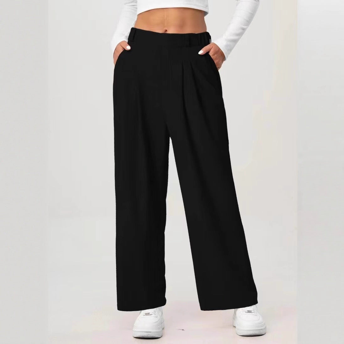 Elegant Professional-style High-waisted Straight-leg Pants