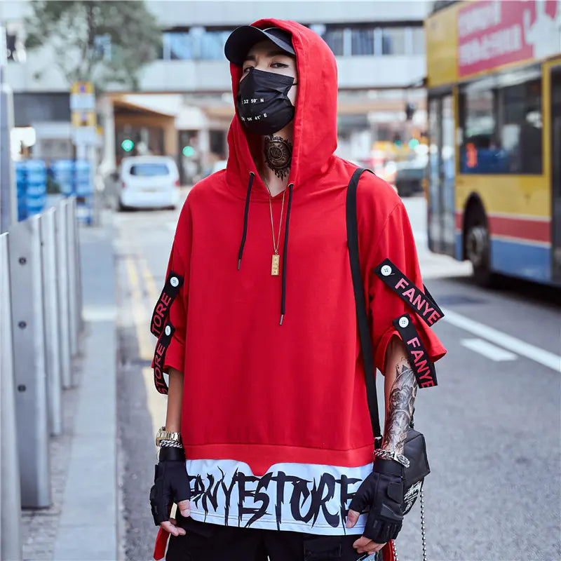 BF Loose-Fit Short Sleeve T-Shirt with Hooded Design