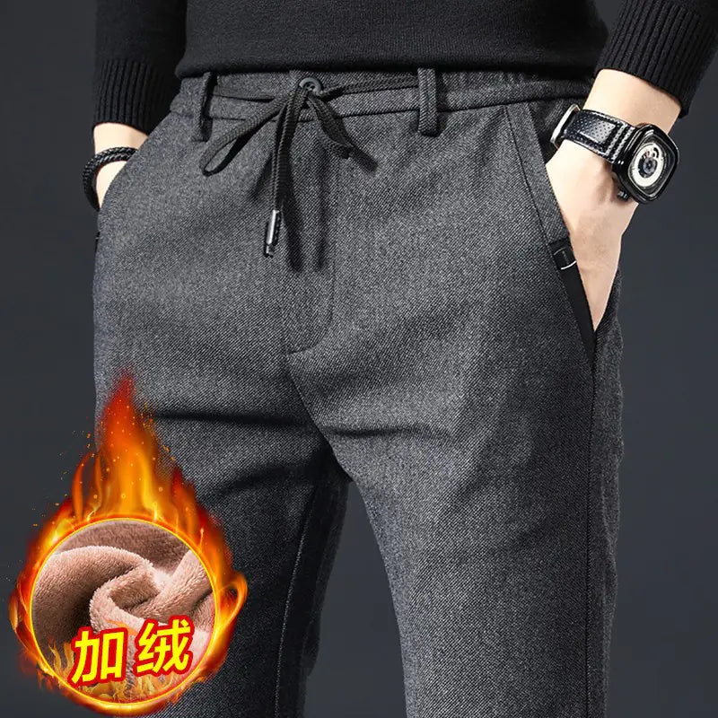 Men's Casual Brushed Chinos - Korean Style Loose Fit