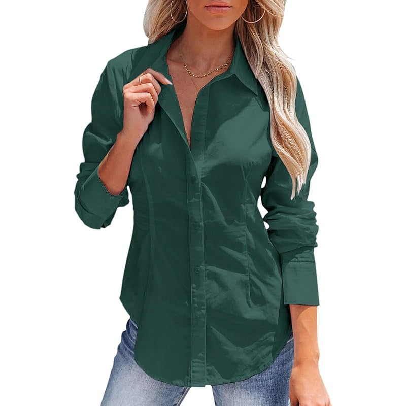 Pure Color All-matching Office Temperament Shirt Top