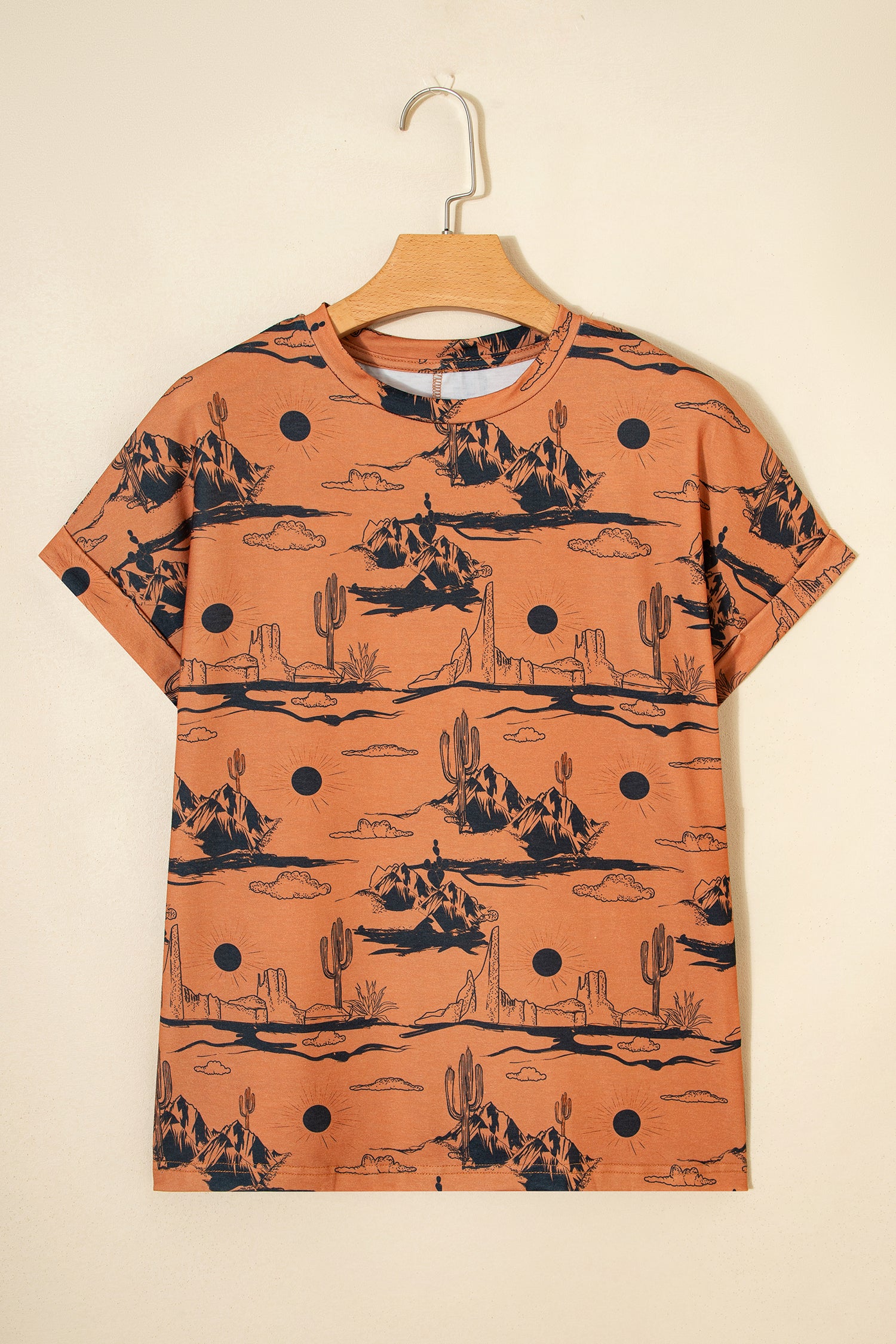 Black Desert Sand Print Short Sleeve Knit Top