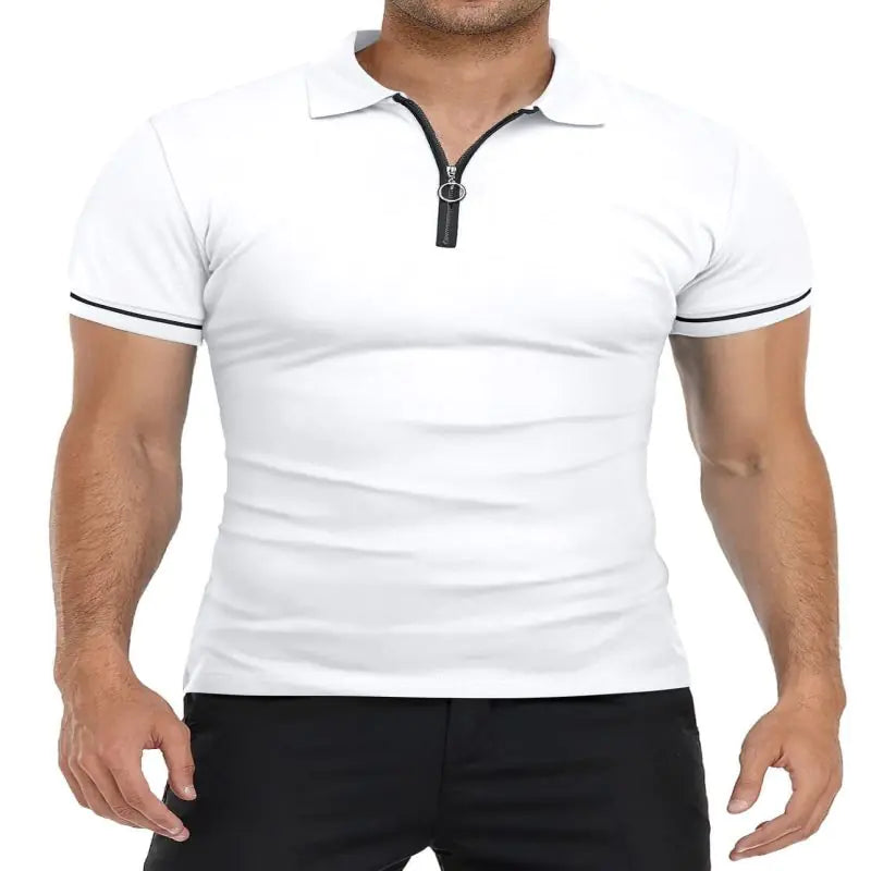 Men's Slim Fit Solid Color Short Sleeve Polo Shirt