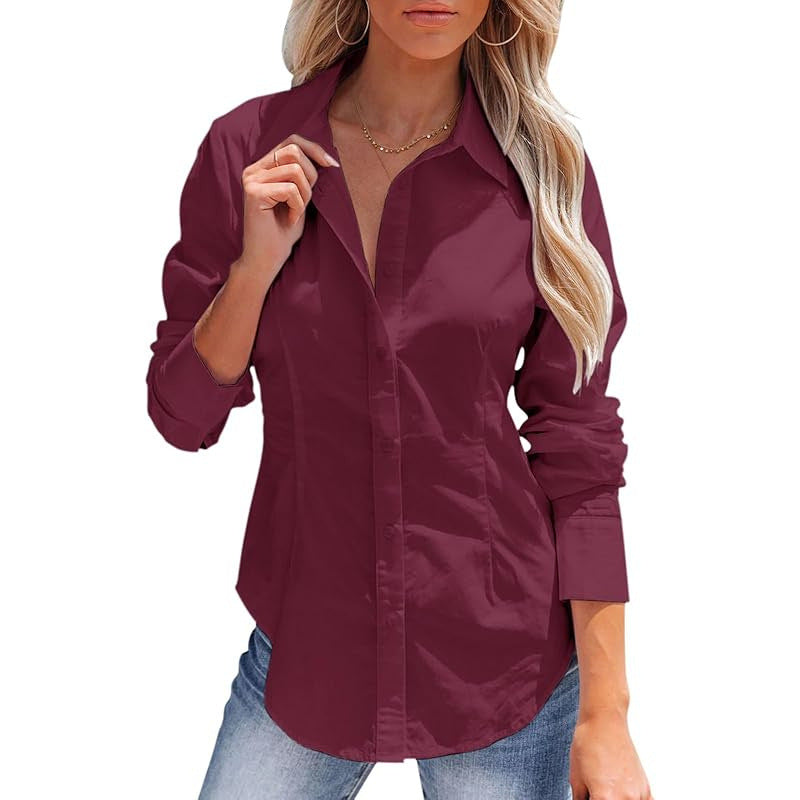 Pure Color All-matching Office Temperament Shirt Top