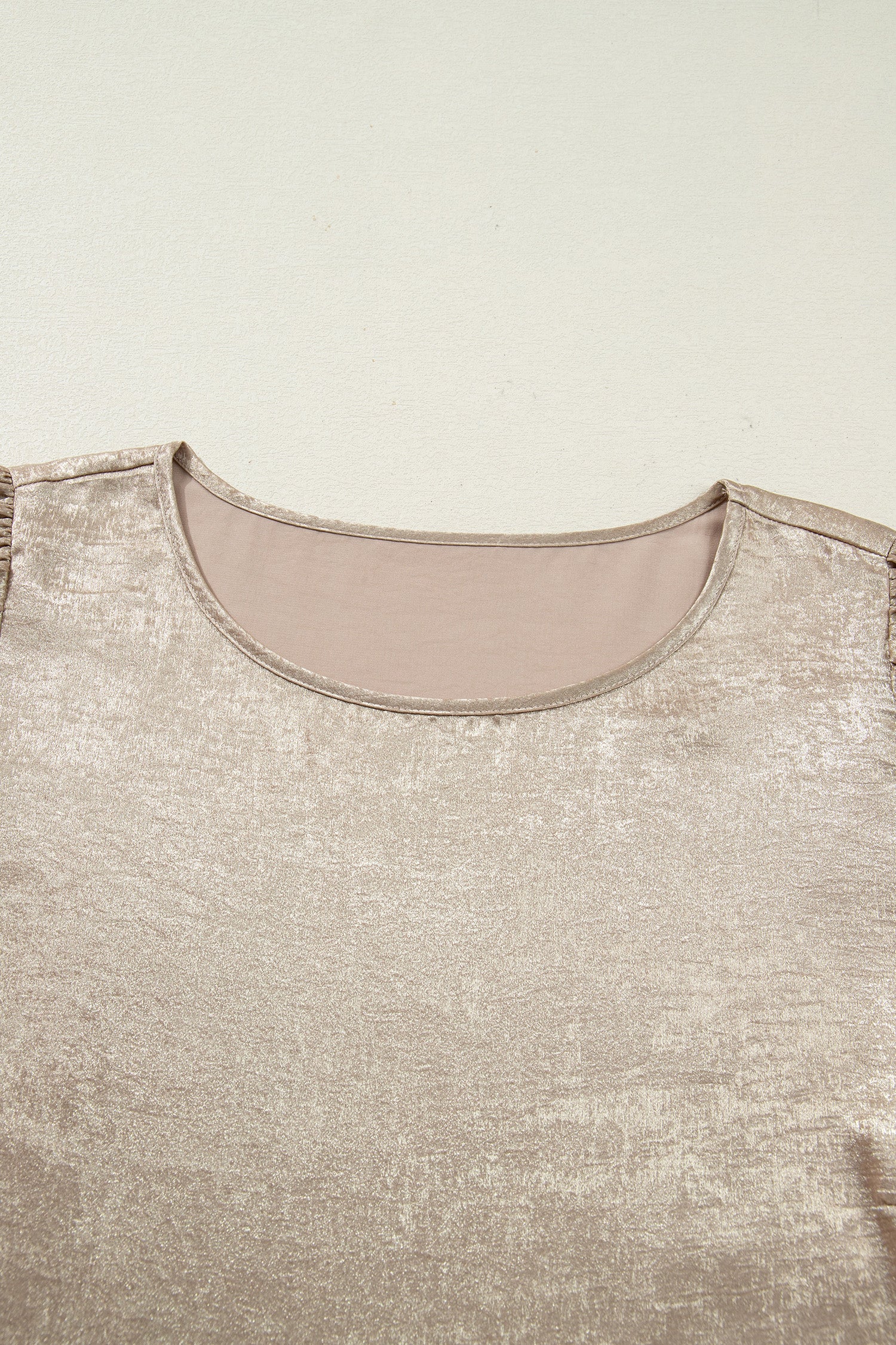 Apricot Plus Size Metallic Long Flounce Sleeve Blouse