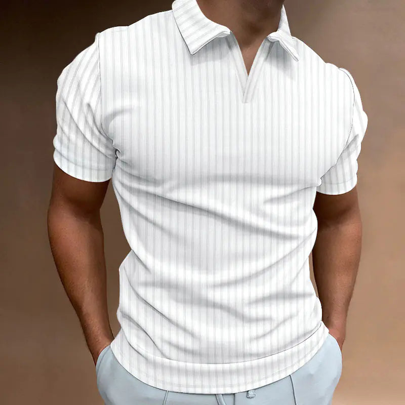 Men's Casual Summer Polo Shirt with Vertical Stripes