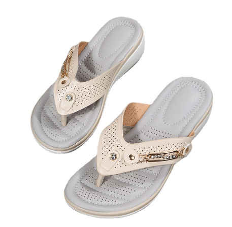 Zip Thong Wedge Platform Flip-Flops