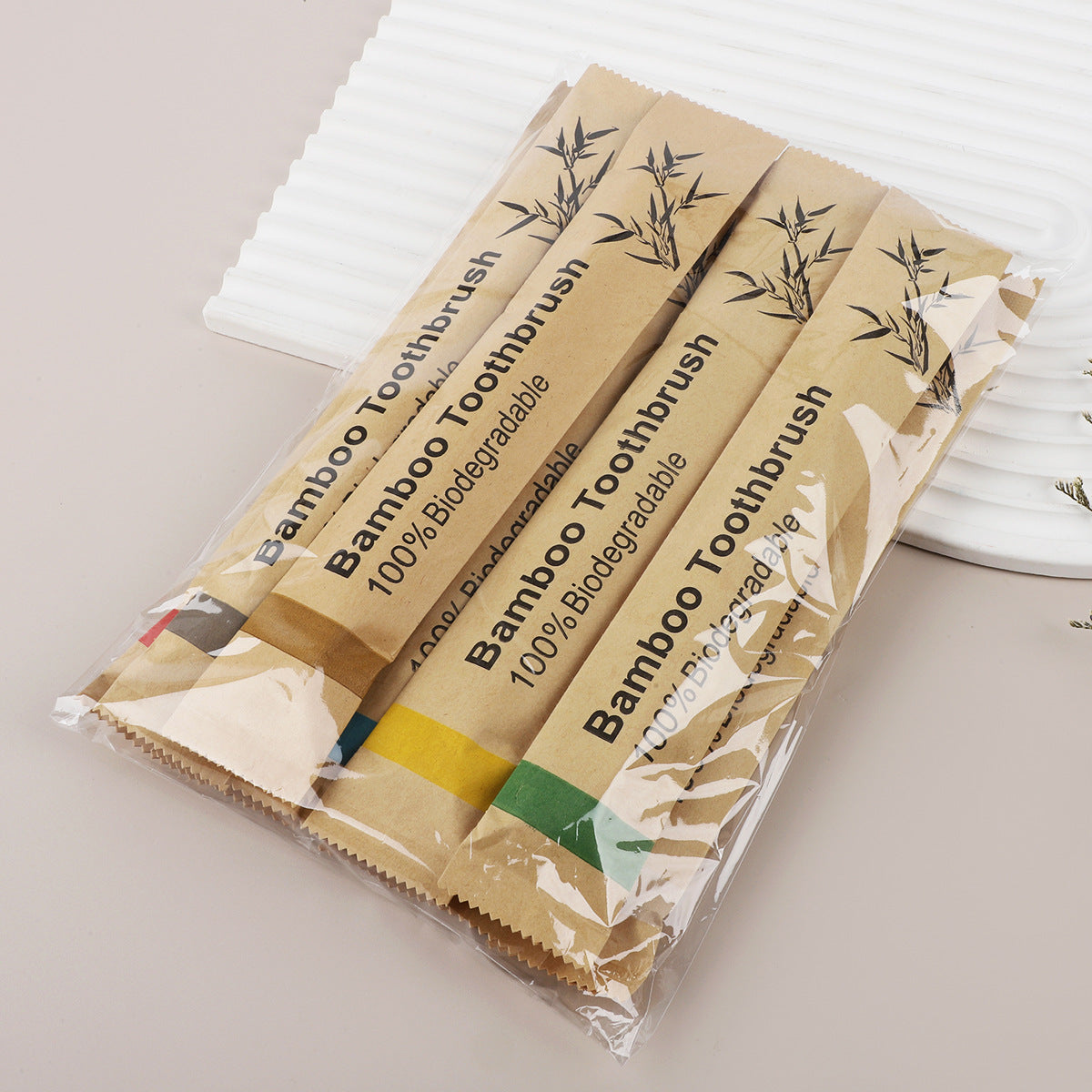 Biodegradable Bamboo Toothbrushes in Paper Bags (Set)
