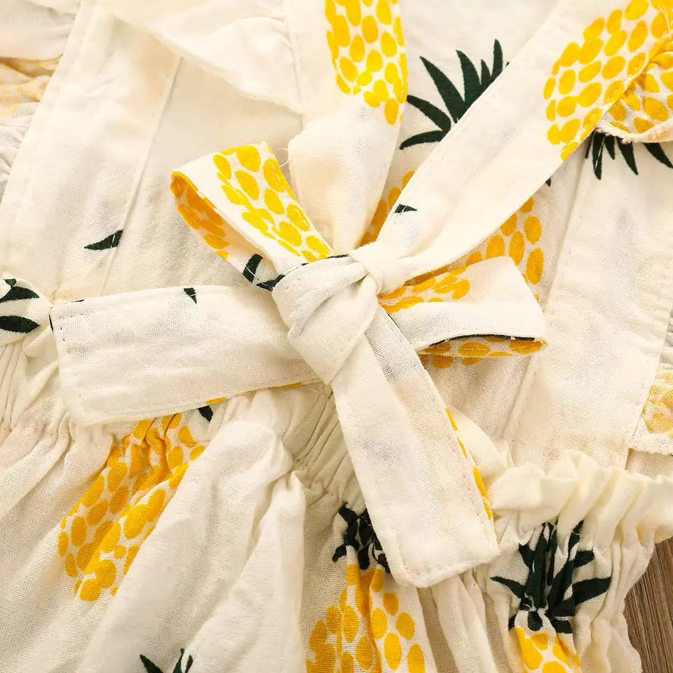 Cotton Pineapple Print Baby Romper with Headband
