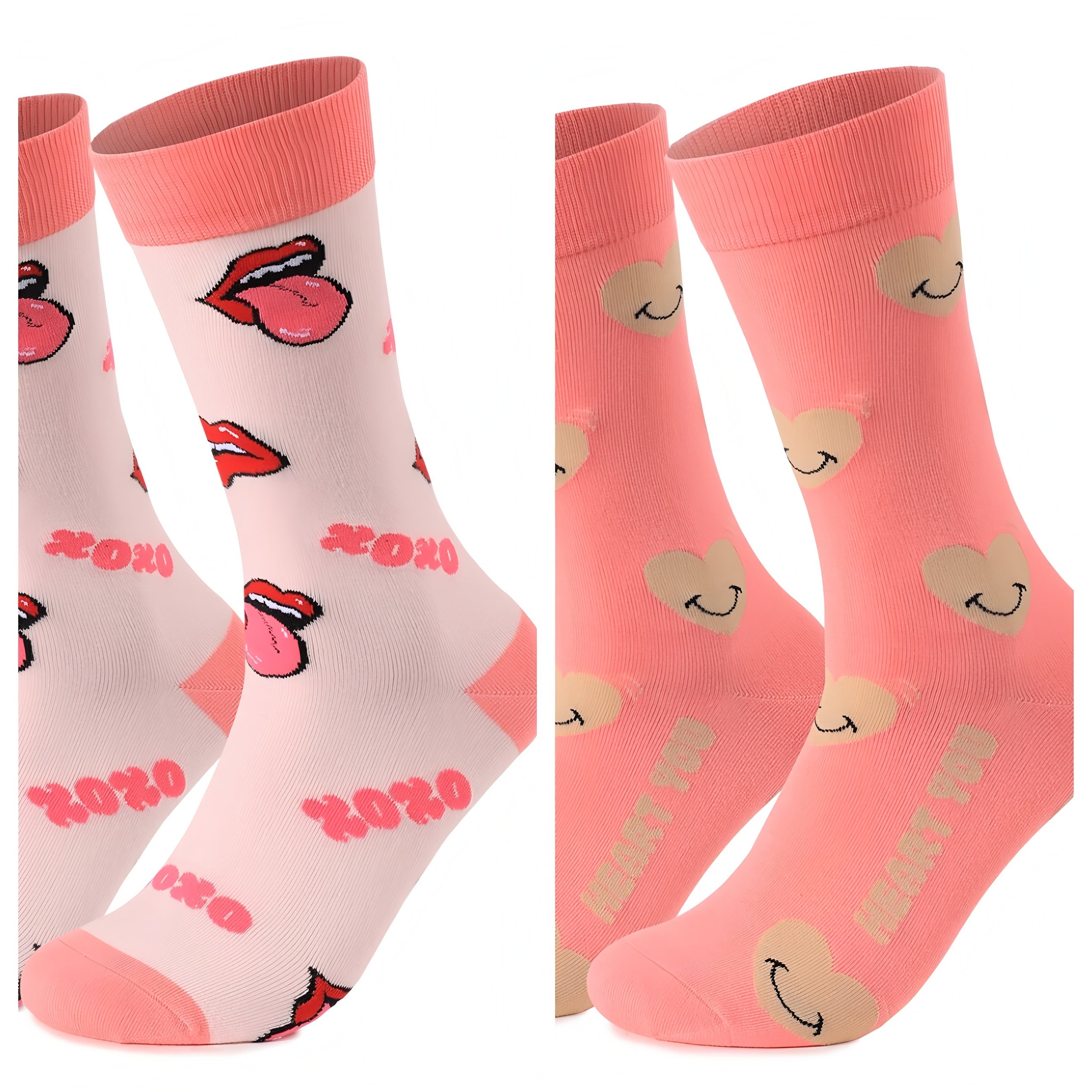 Trending Valentine's Day Gift Item 2 Pairs Of Mid-Calf Cotton Socks For Couples Unisex Soft And Cozy Design