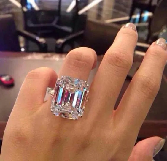 Exaggerated Princess Square Diamond Ring with Zirconia