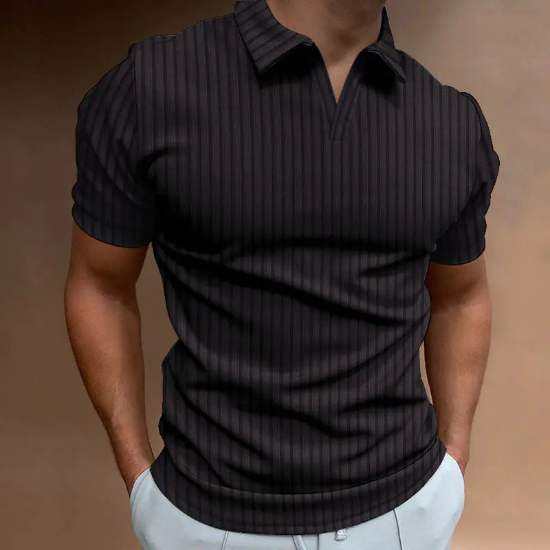 Men's Casual Summer Polo Shirt with Vertical Stripes