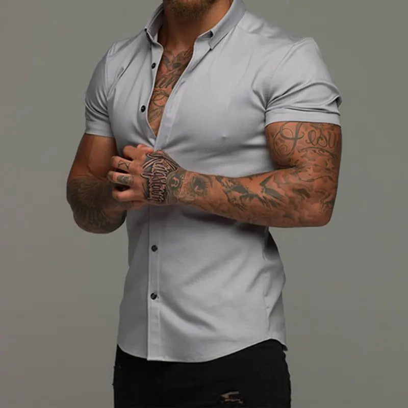Men's Muscle Fit Short Sleeve Polo Shirt - Casual Stretch