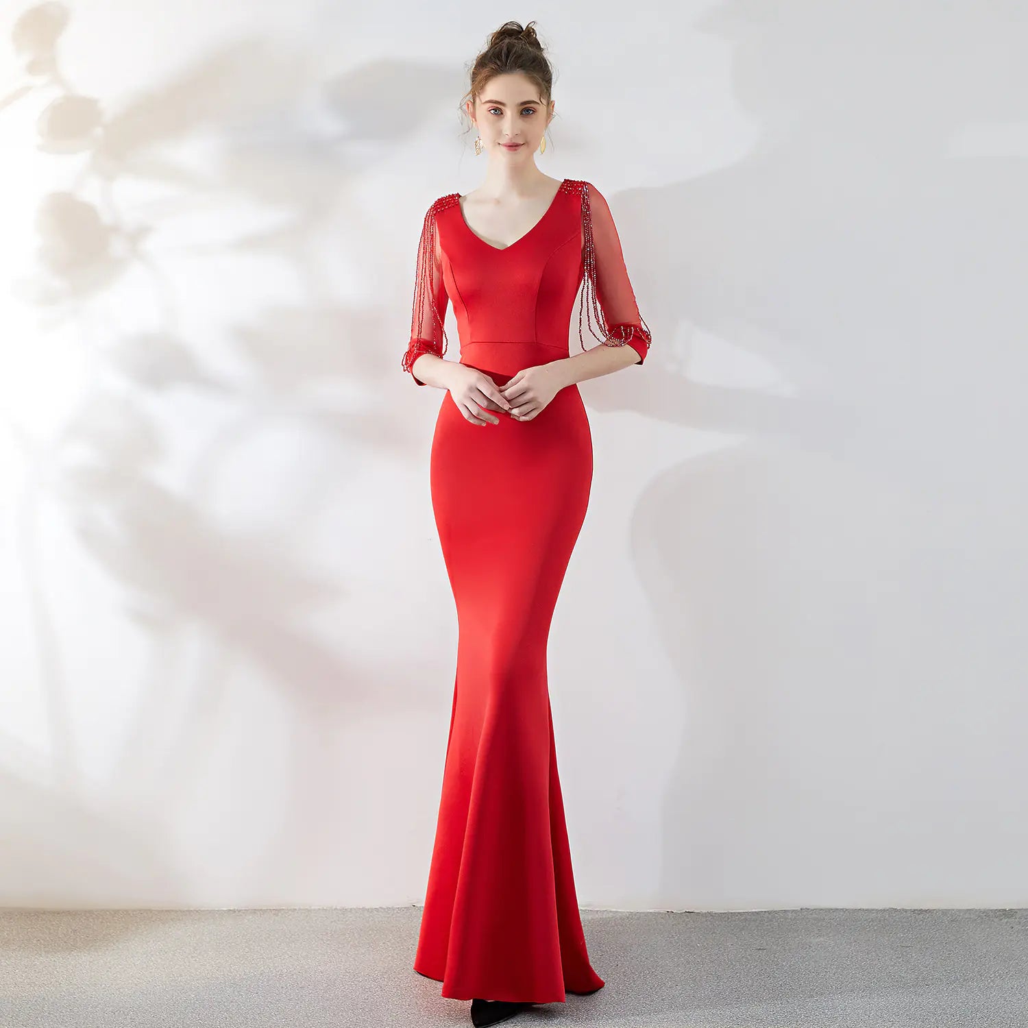 Bridal Cocktail Dress - Sexy Red Mermaid Evening Gown