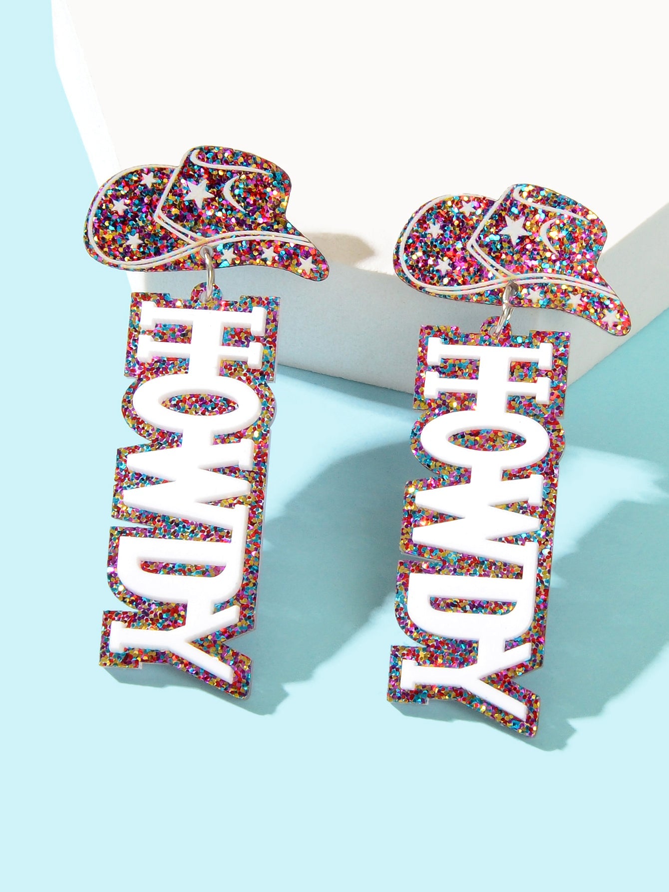 Designer Stylish Colorful Sequin Cowboy Hat Howdy Letter Acrylic