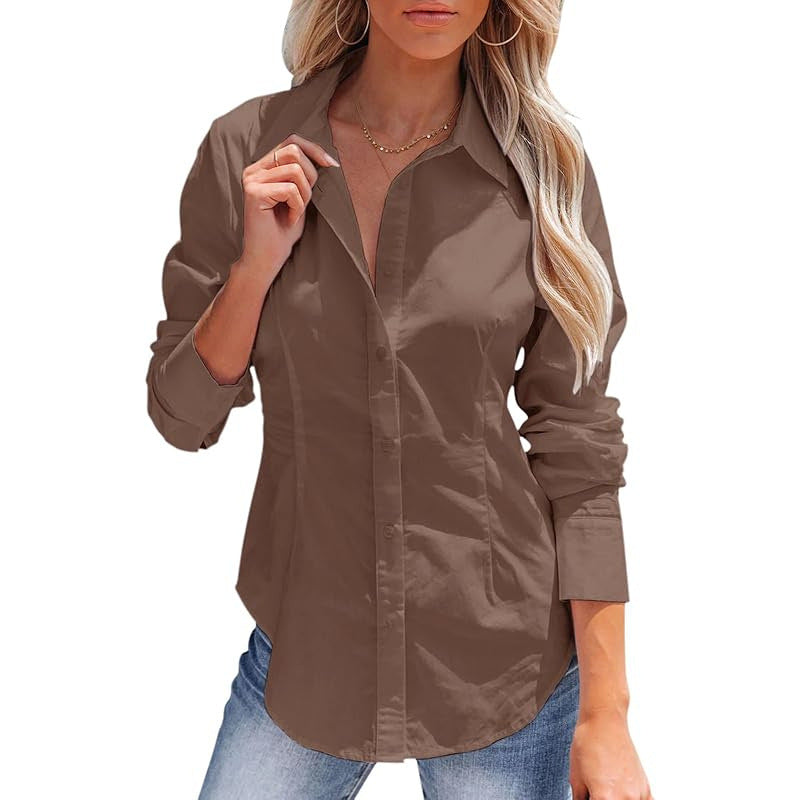 Pure Color All-matching Office Temperament Shirt Top