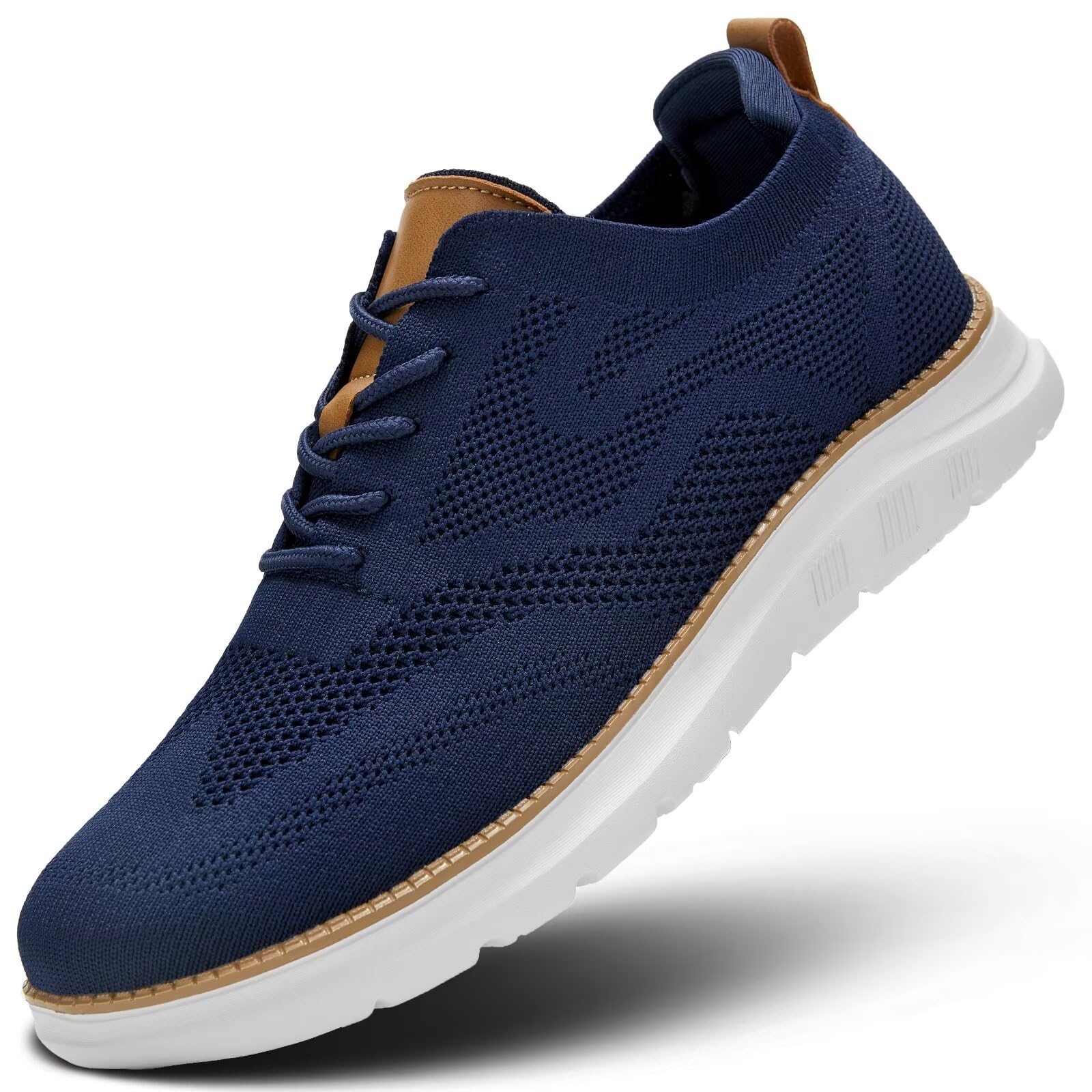 Mens Oxfords Business Shoes Fashion Mesh Lightweight Soft Sole Casual Dress Walking Work Sneakers Comfortable Dark Blue