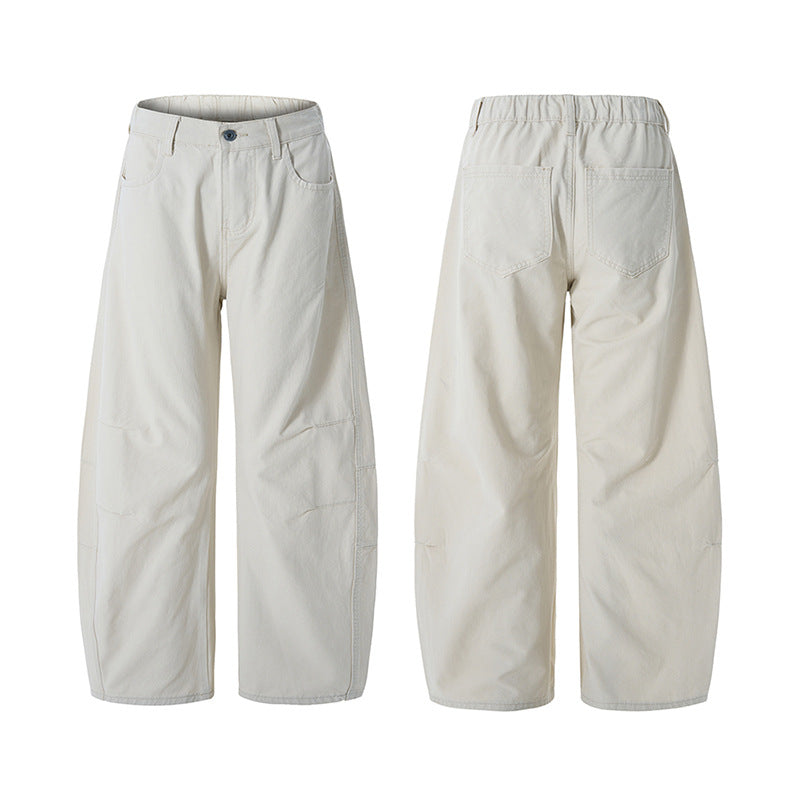 Mens Loose-Fit American-Style Retro Pleated Culottes