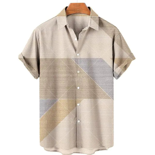 Men's Casual 3D Digital Print Short-Sleeve Shirt