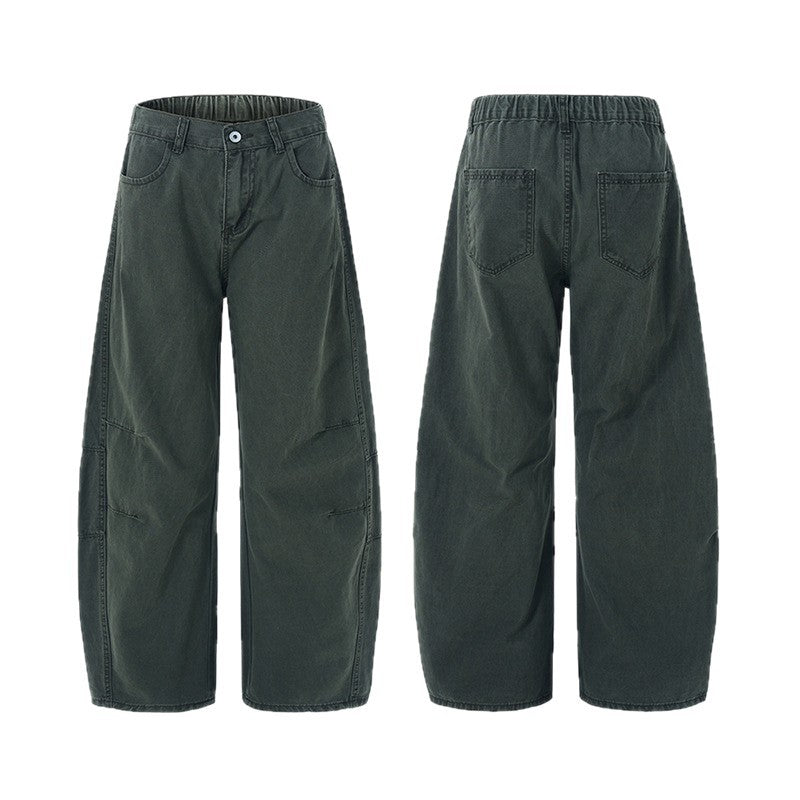 Mens Loose-Fit American-Style Retro Pleated Culottes