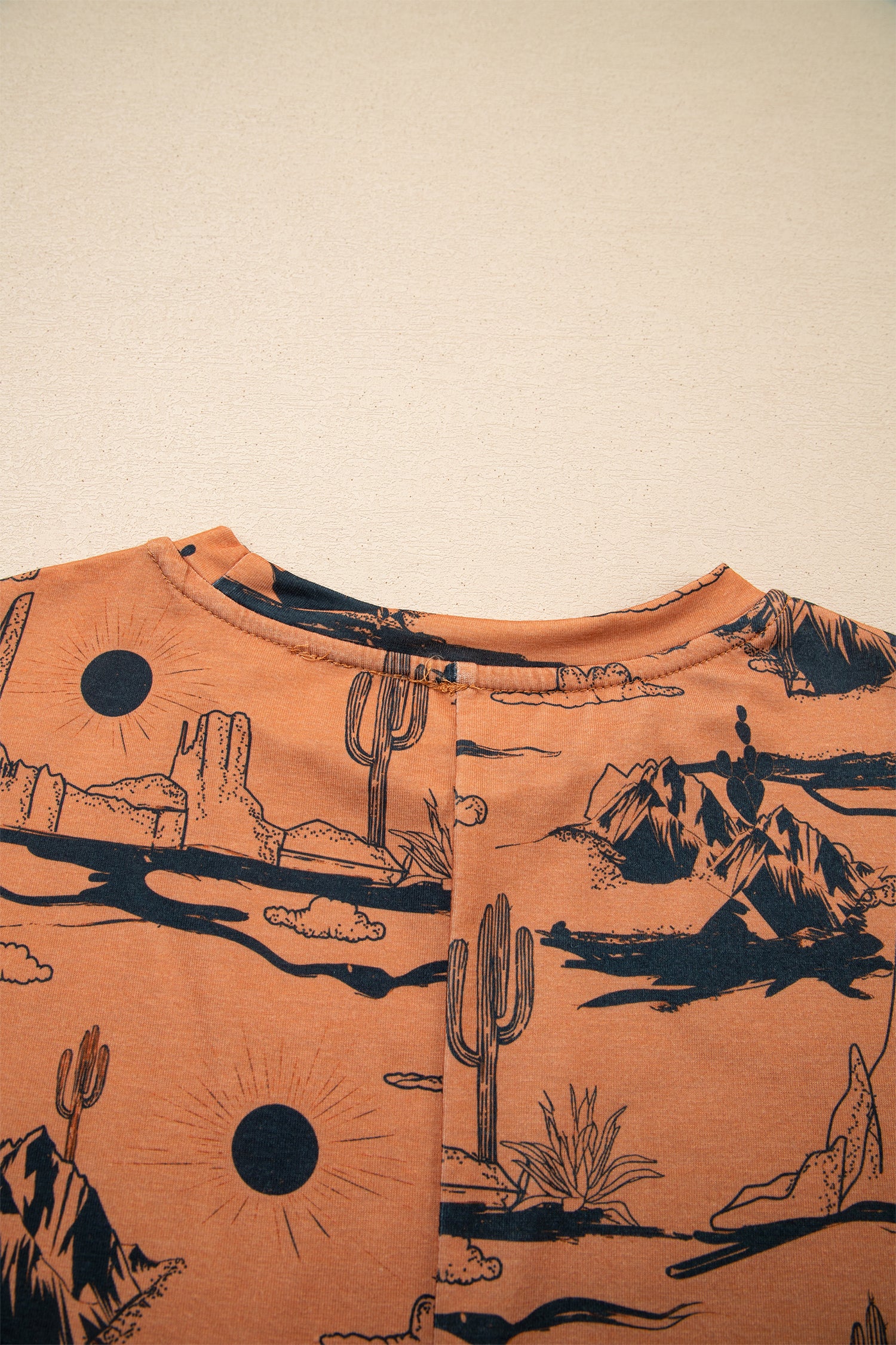 Black Desert Sand Print Short Sleeve Knit Top