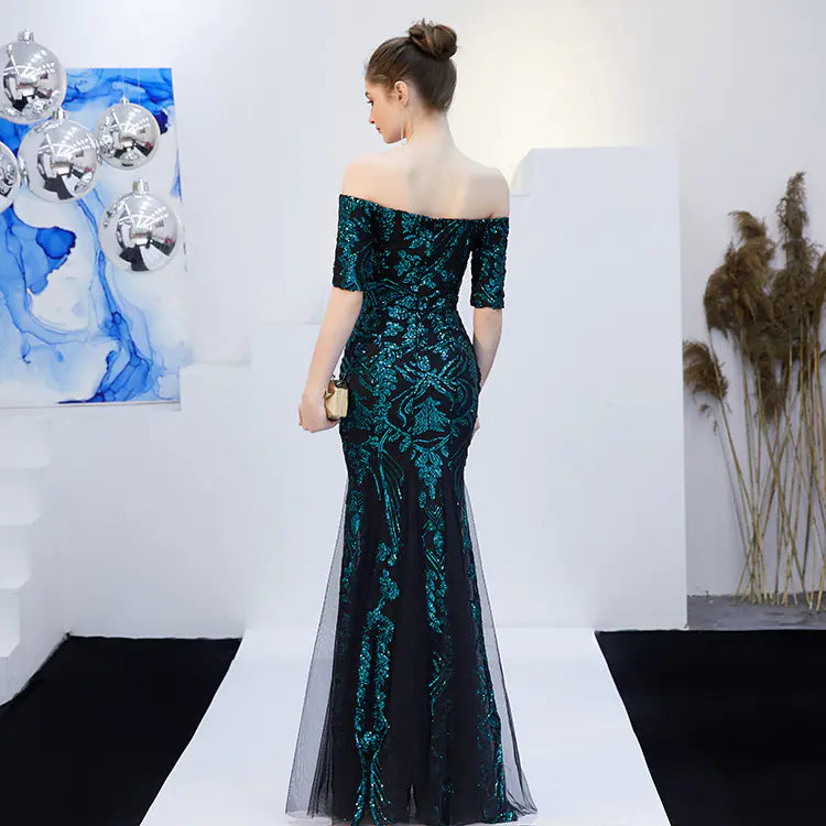 Elegant Champagne One-Shoulder Mermaid Evening Gown