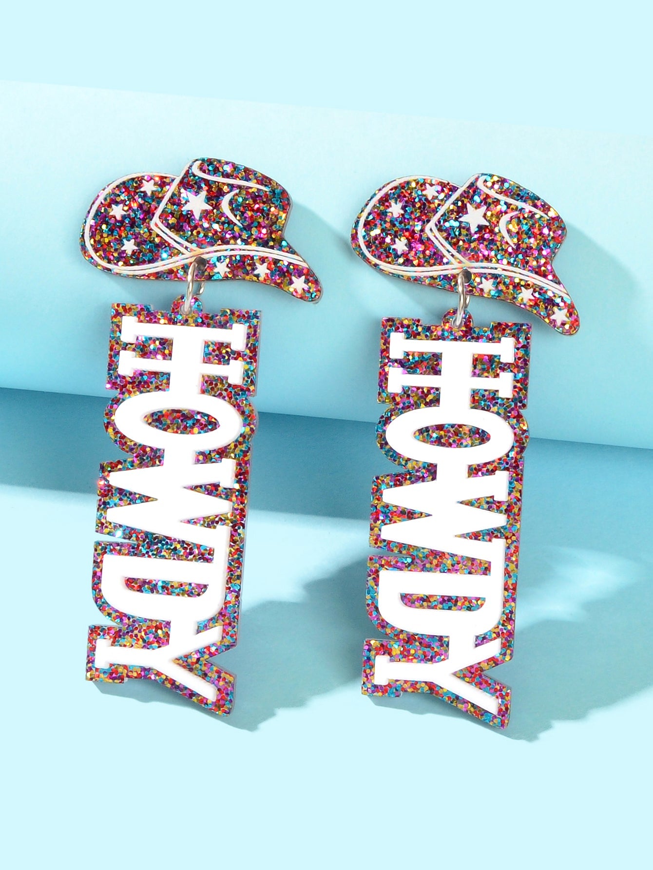 Designer Stylish Colorful Sequin Cowboy Hat Howdy Letter Acrylic