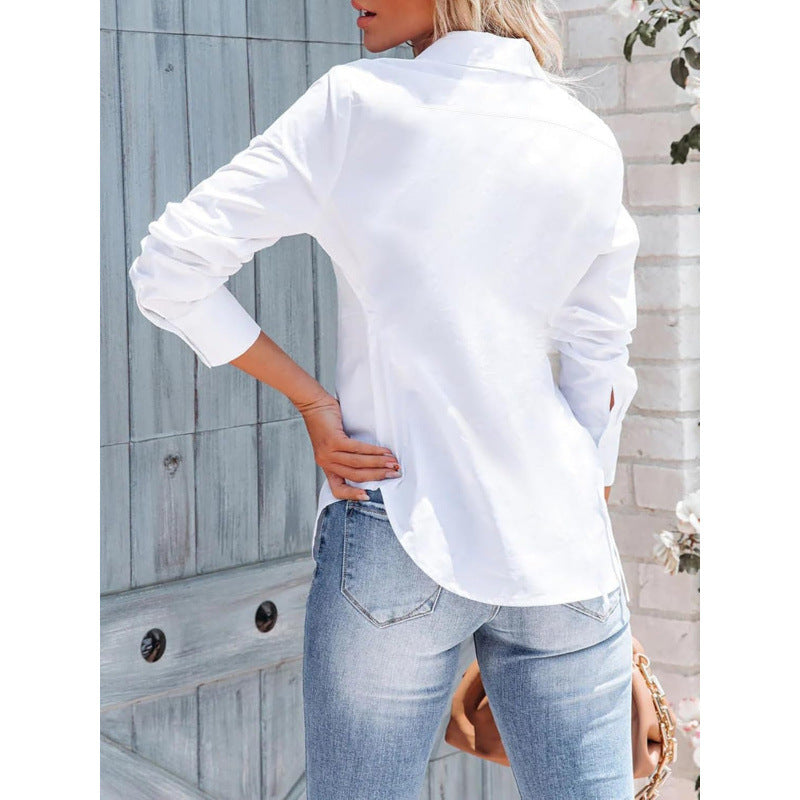 Pure Color All-matching Office Temperament Shirt Top