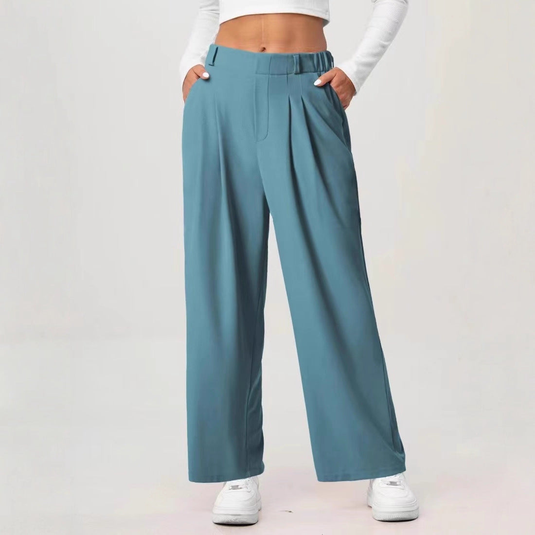 Elegant Professional-style High-waisted Straight-leg Pants