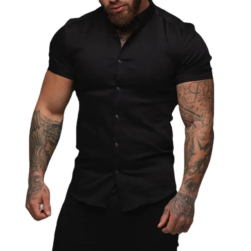 Men's Muscle Fit Short Sleeve Polo Shirt - Casual Stretch