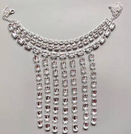 Crystal Long Tassel Pendant Choker Necklace (Single Piece)