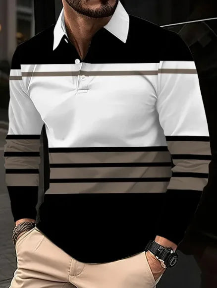 Men's 3D Digital Print Lapel Short Sleeve Polo Shirt