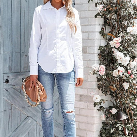 Pure Color All-matching Office Temperament Shirt Top