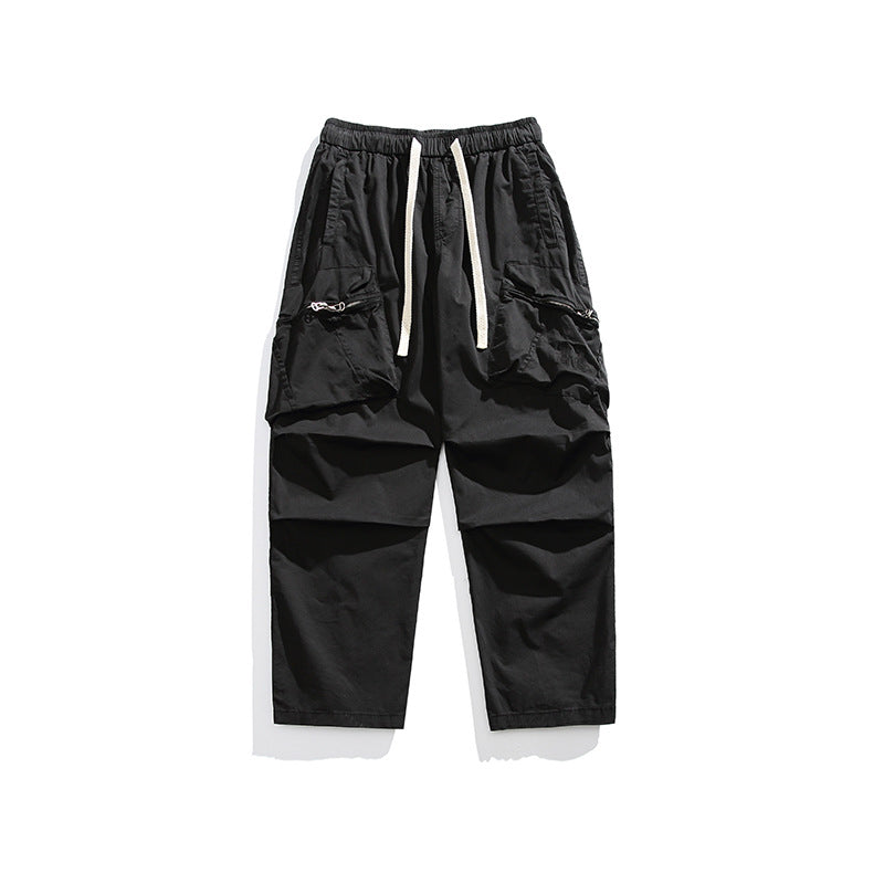 Retro Mens Loose-fitting Casual Wide-leg Pants