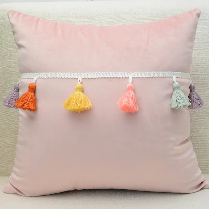Soft Square Tassel Cushion Cover for Home Decor (1pc)