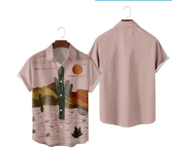 Men's Summer Short Sleeve Shirt with 3D Digital Print
