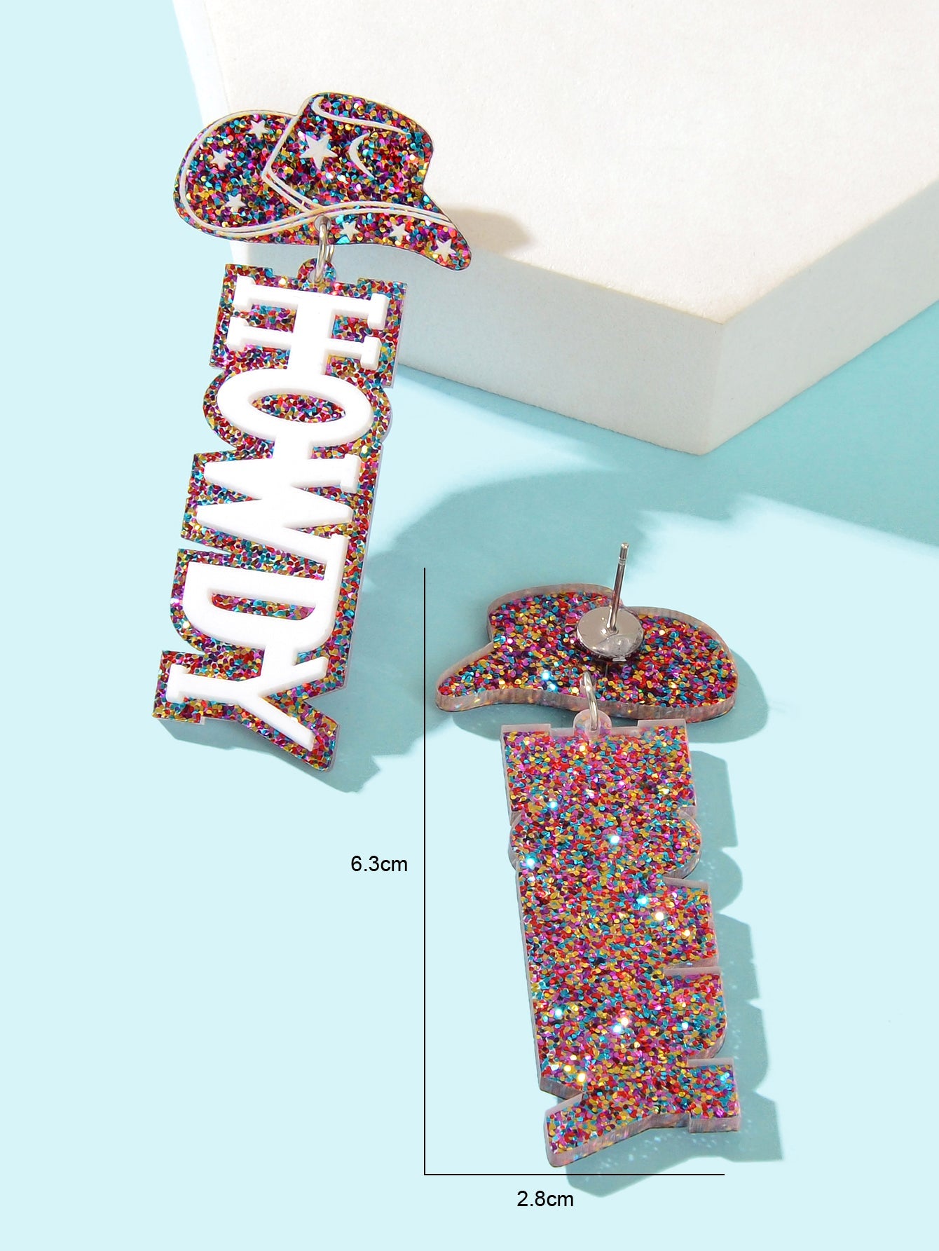 Designer Stylish Colorful Sequin Cowboy Hat Howdy Letter Acrylic