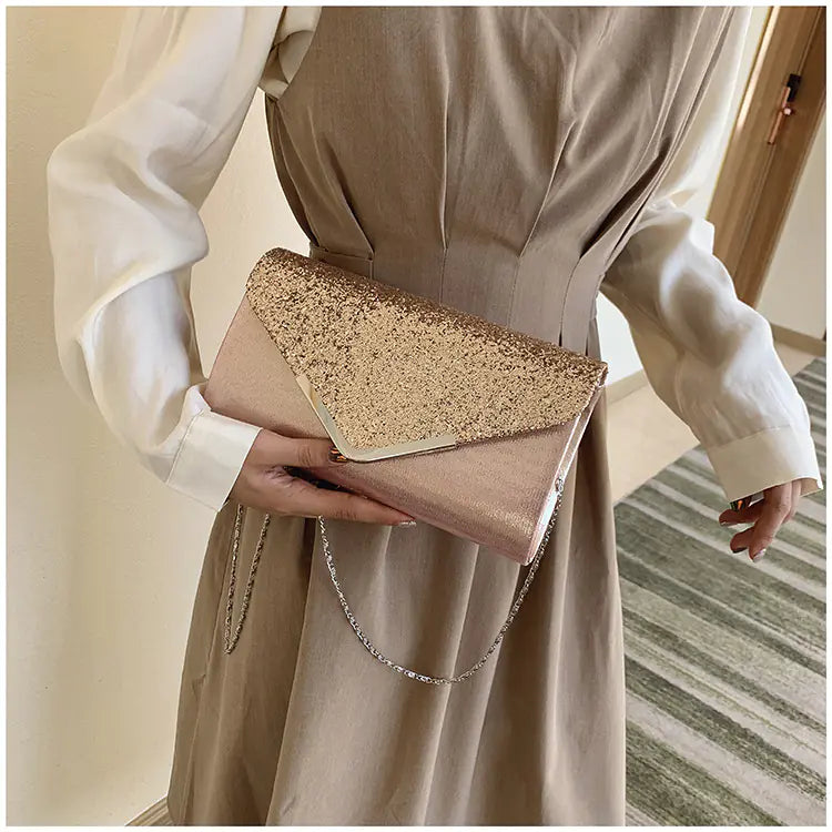 Fashionable Women's Chain Envelope Clutch Bag