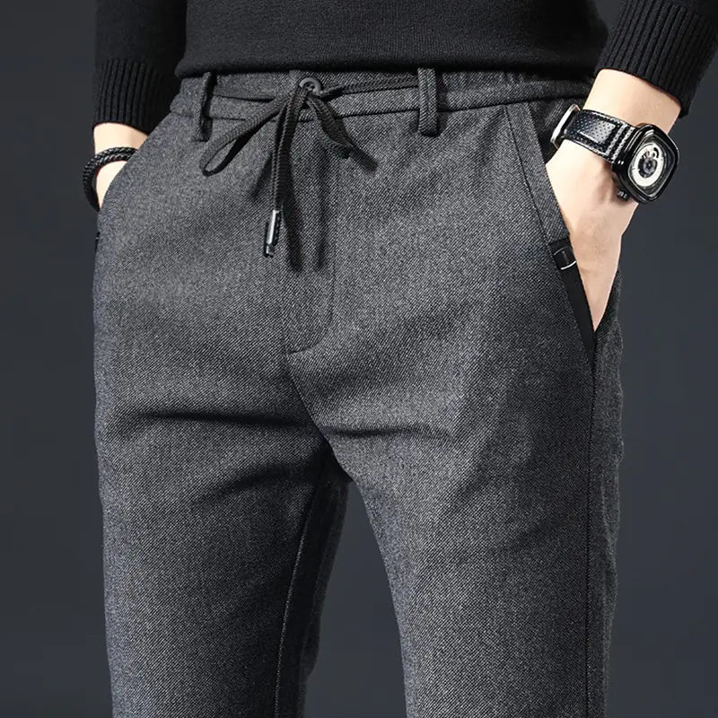 Men's Casual Brushed Chinos - Korean Style Loose Fit