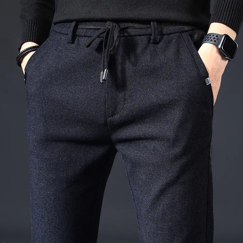 Men's Casual Brushed Chinos - Korean Style Loose Fit