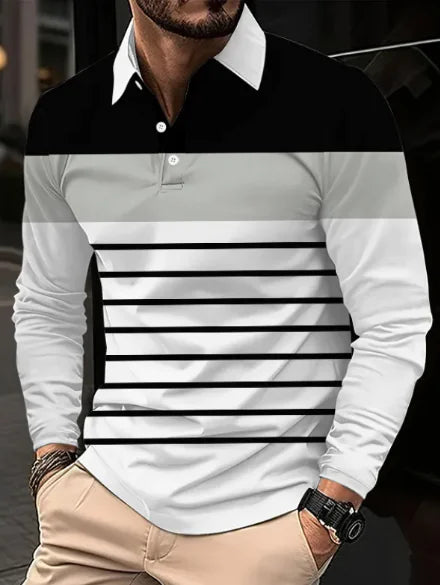 Men's 3D Digital Print Lapel Short Sleeve Polo Shirt