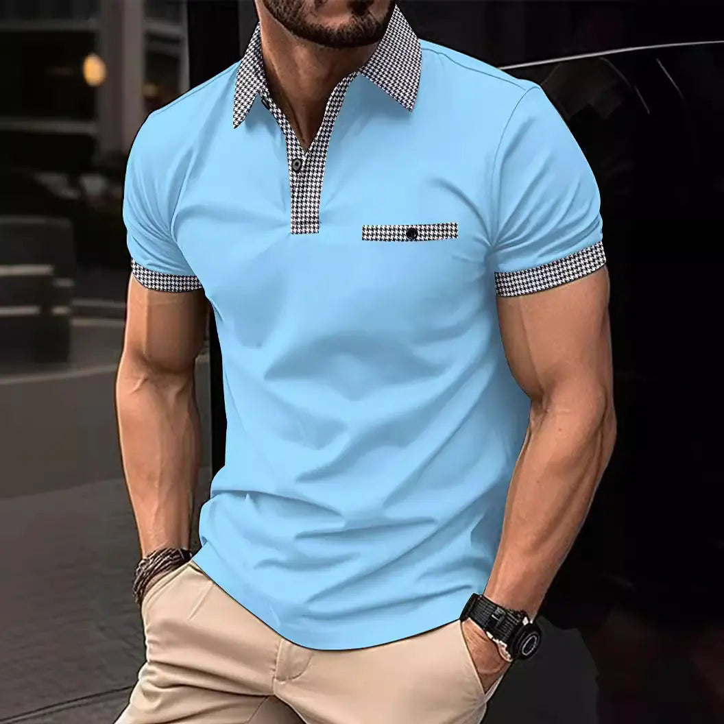 Men's Color Block Short Sleeve Polo Shirt
