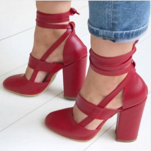 Chunky Heeled Strappy Sandals, Plus Size Heels