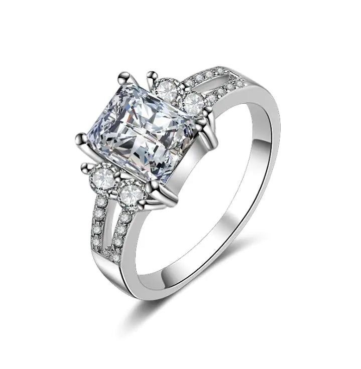 Purple Diamond Ring with Square Zirconia Design