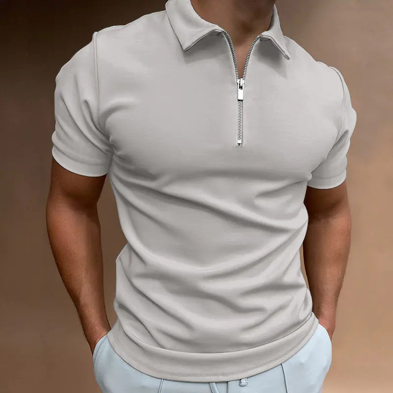 Men's Casual Fit Solid Color Short Sleeve Polo Shirt