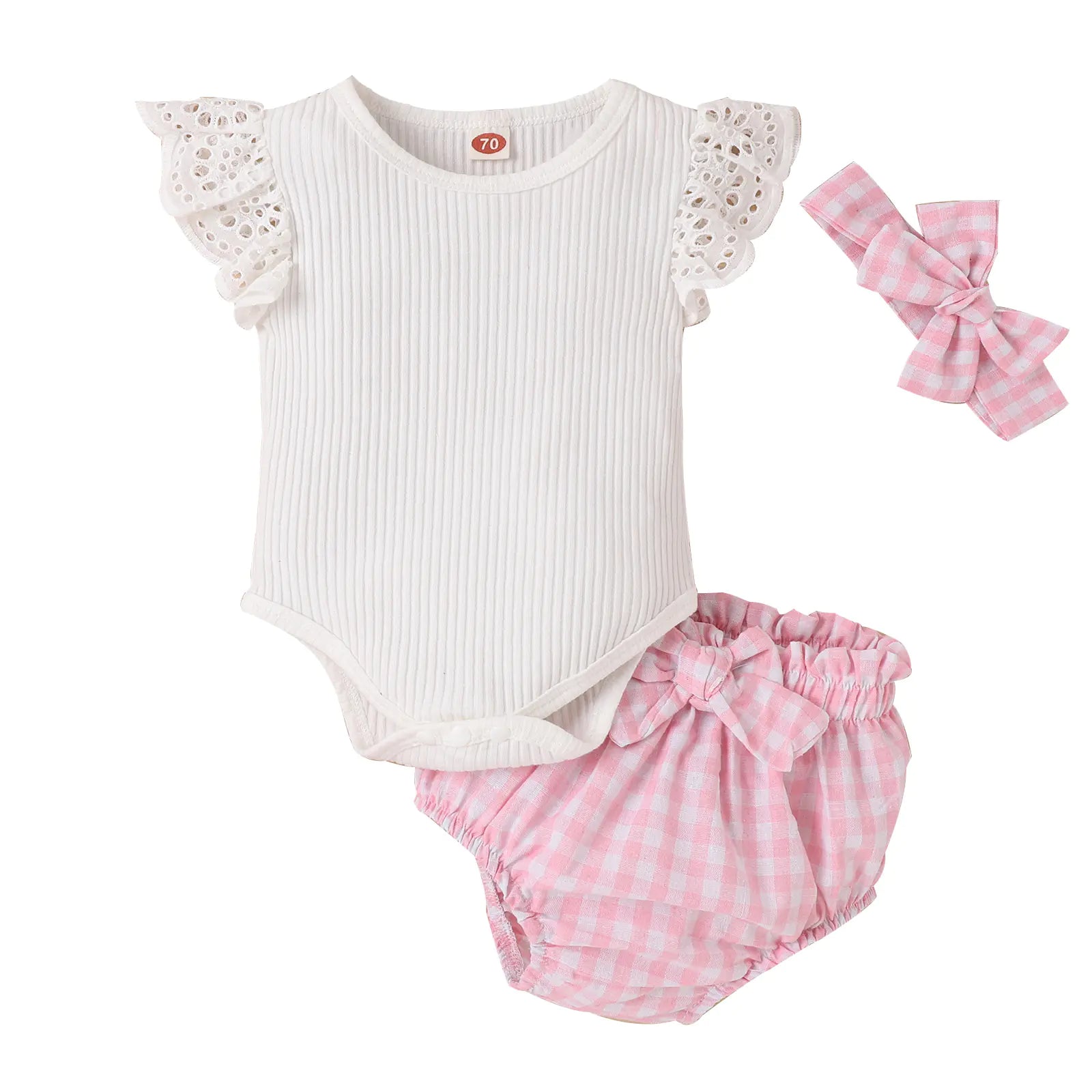 Summer Baby Lace Sleeve Outfit Set